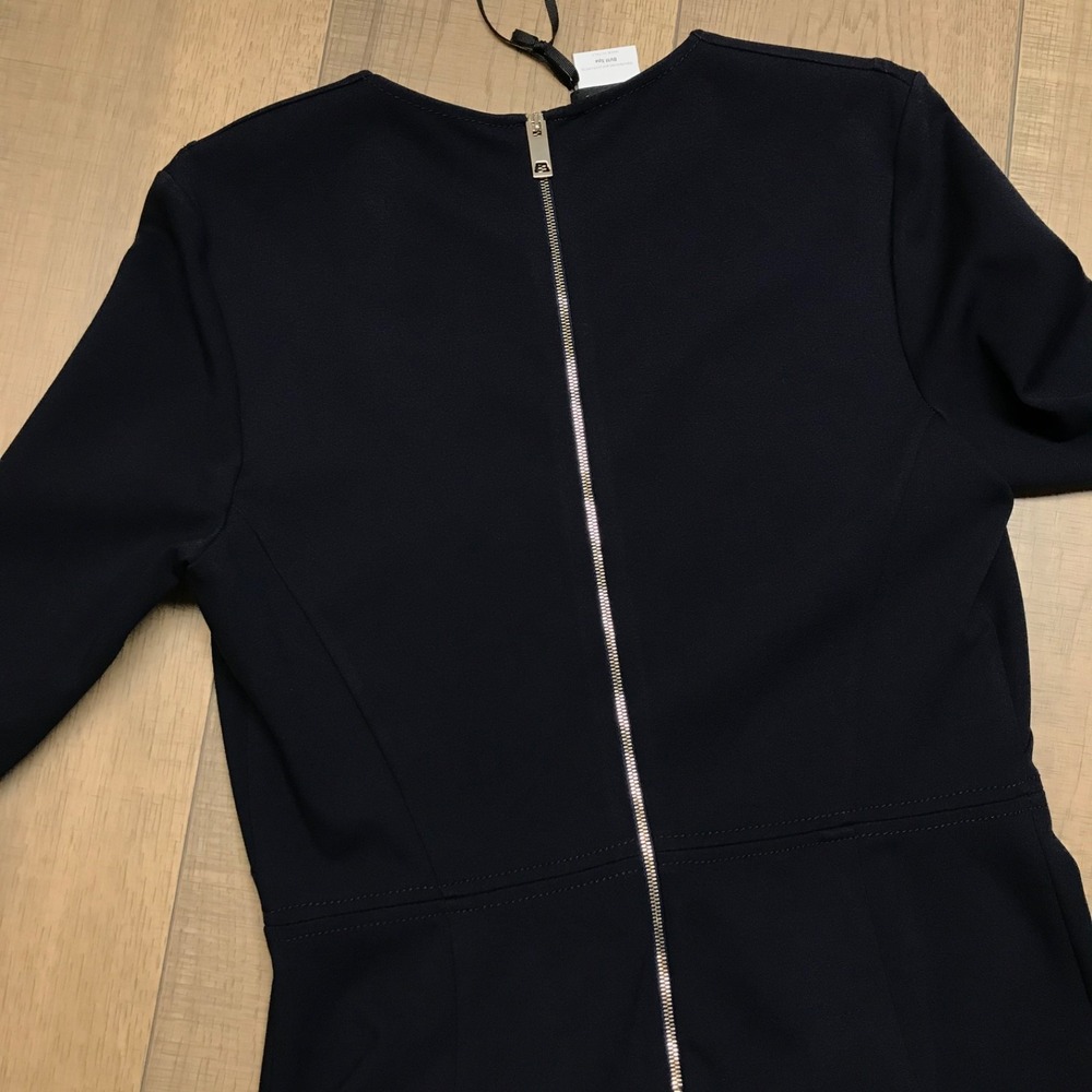 Les Copains Dress Womens Size 46 US 10-12 Navy Blue BVM Spa Sheath Back Zip NEW - Picture 9 of 16